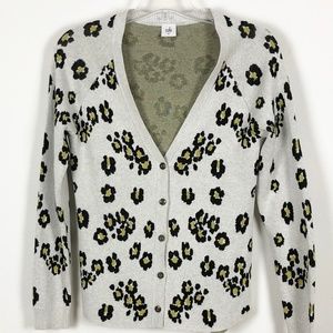 CABI #5277 M Kiki Cardigan Leopard Print Sweater